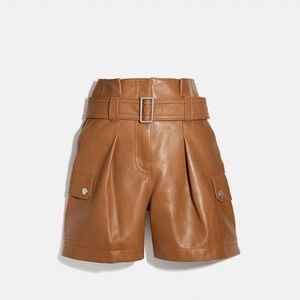Coach Belted Leather Shorts